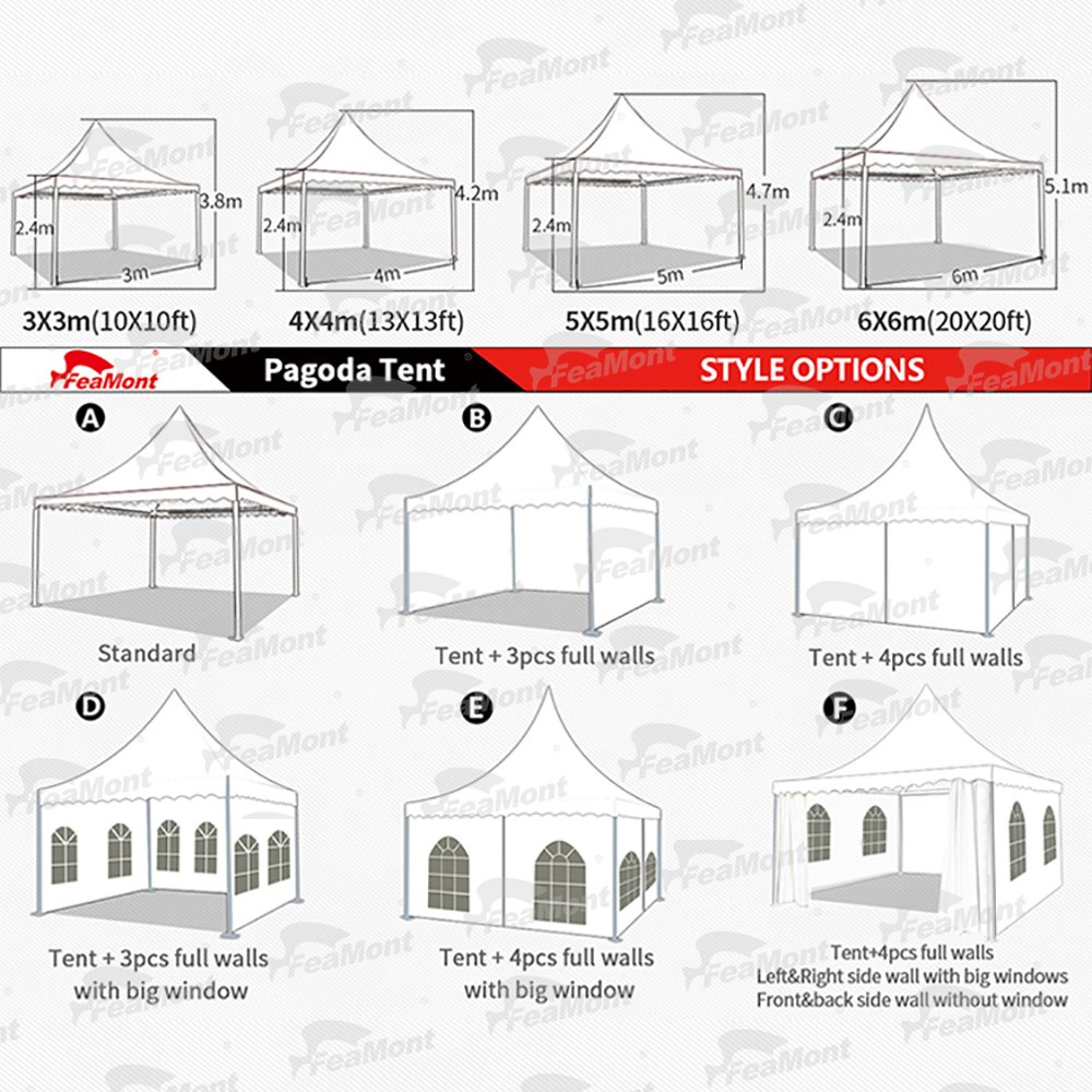 FEAMONT 3X3 4X4 5X5 6X6 Outdoor Canvas Hexagon gazebo wedding tent