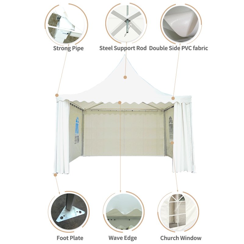 FEAMONT 3X3 4X4 5X5 6X6 Outdoor Canvas Hexagon gazebo wedding tent