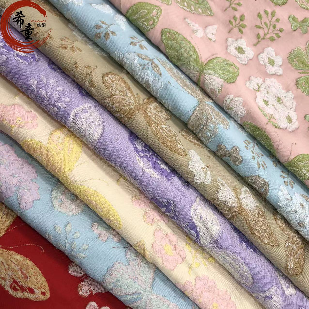 3D flower yarn dyed brocade jacquard fabrics for women and child's dress materials for dress polyester fabric chiffon dress