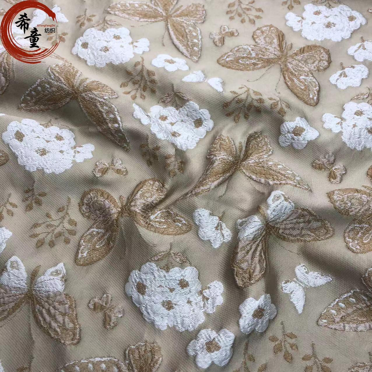 3D flower yarn dyed brocade jacquard fabrics for women and child's dress materials for dress polyester fabric chiffon dress