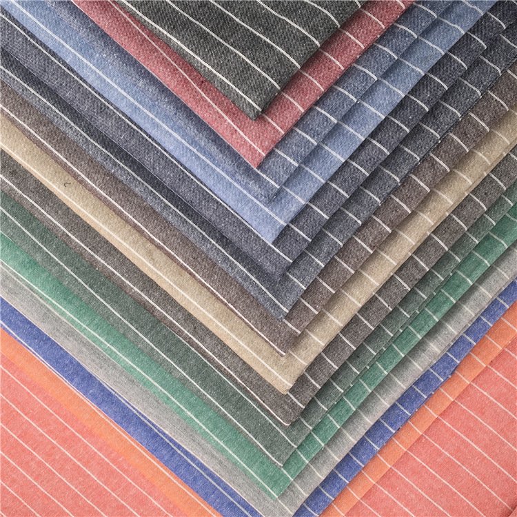 stock lot striped linen cotton fabric for dress cotton linen fabric roll