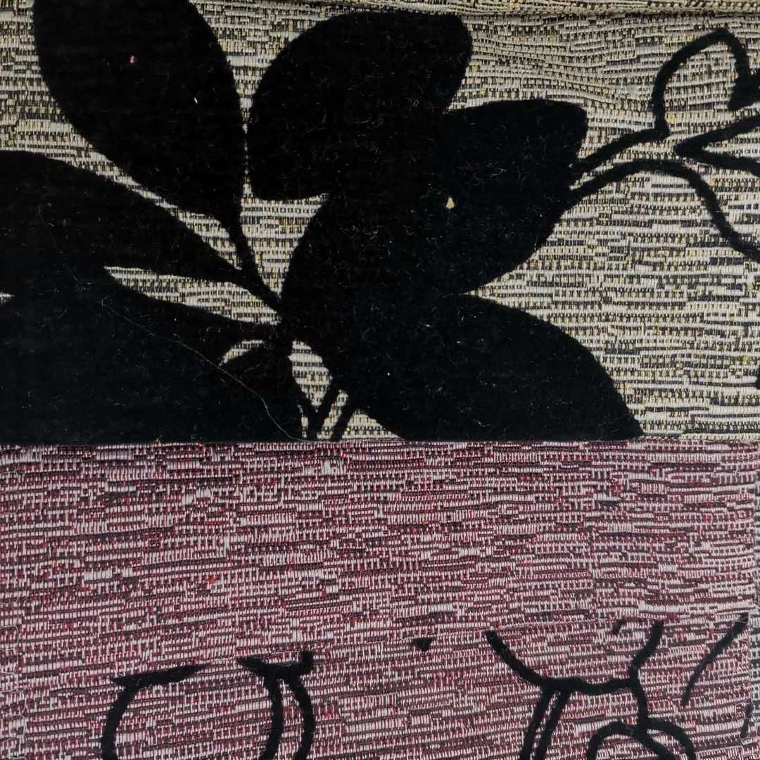 100% polyester flocking linen look upholstery fabric