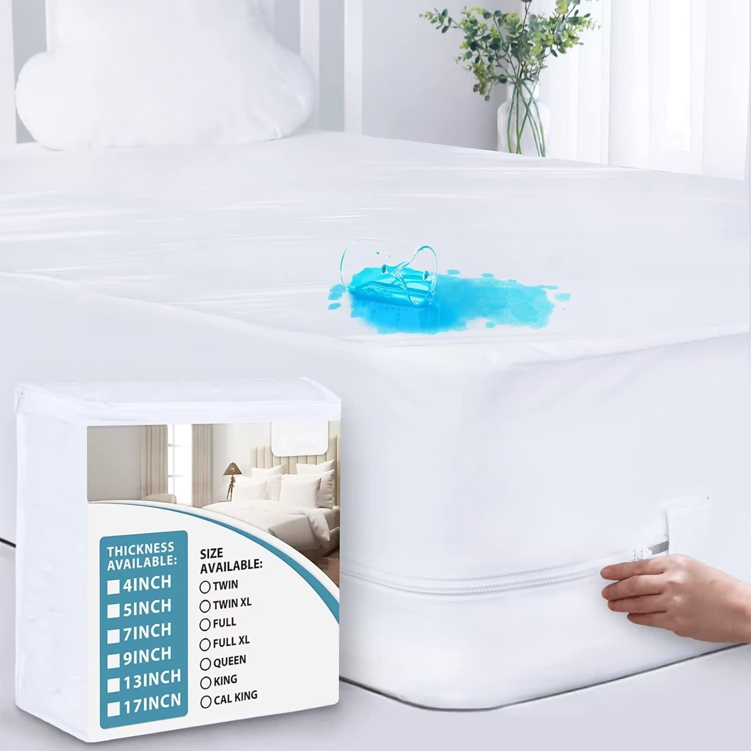 Anti Dust Bamboo Polyester Terry Knitted Fiber Fitted Sheet 100% Waterproof Bed Cover Mattress Protector with Zipper
