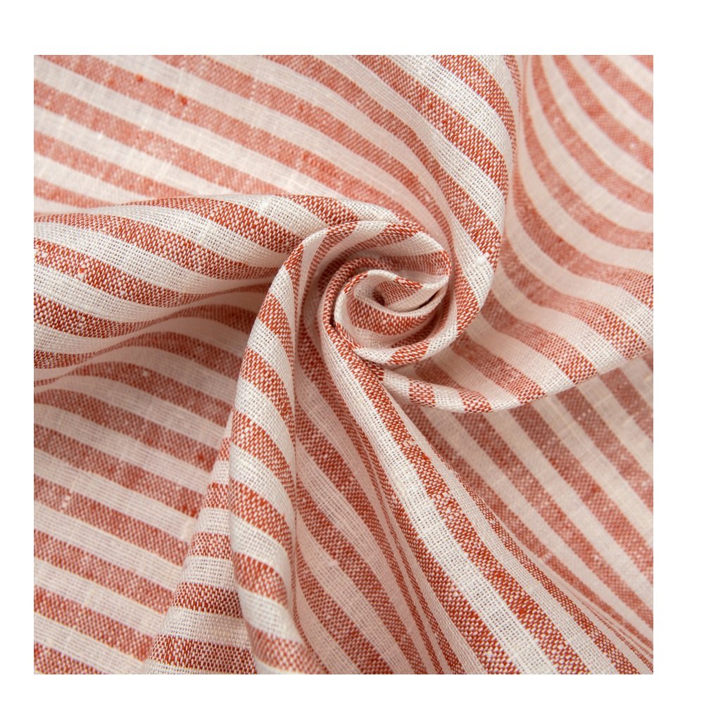 Wholesale 265 GSM 100% Linen Woven Fabric Not Softened Yarn Dyed Breathable for Clothes & Upholstery Home Use
