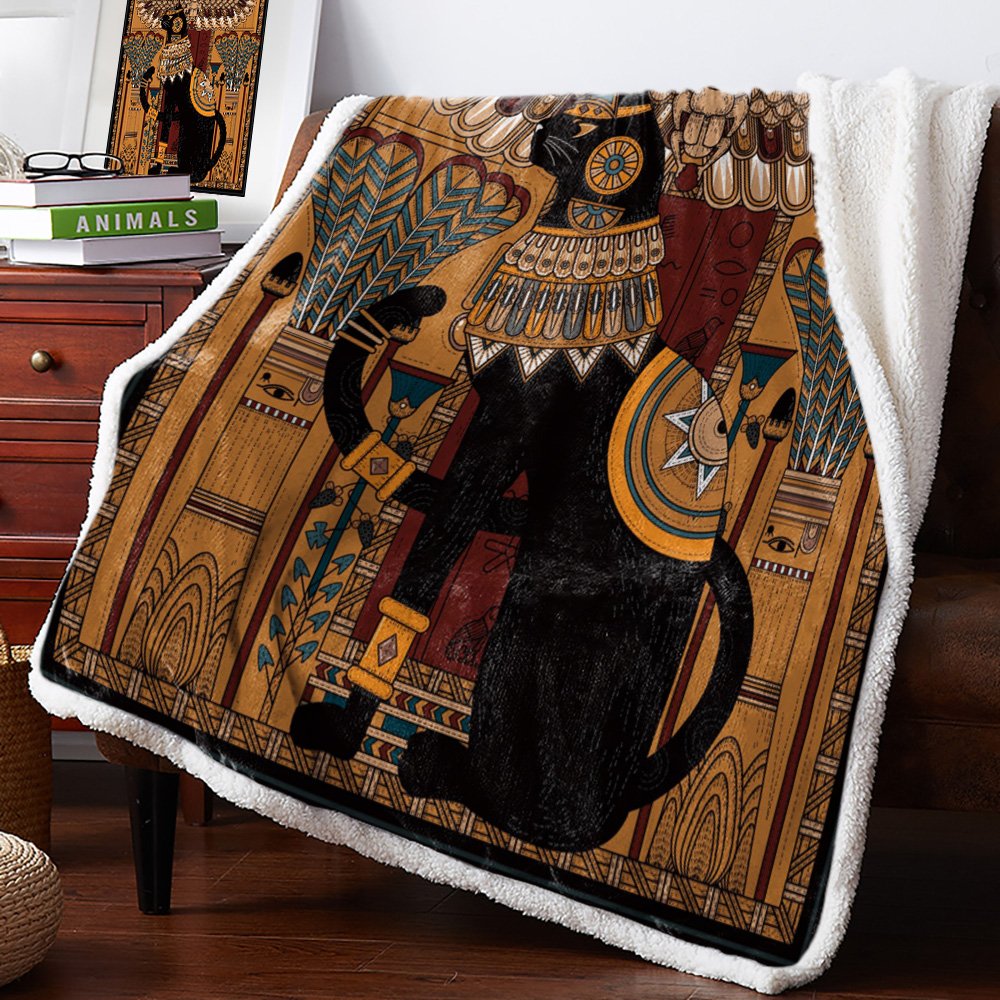 eskimo blanket Vintage Egyptian holy beast animal cat blanket