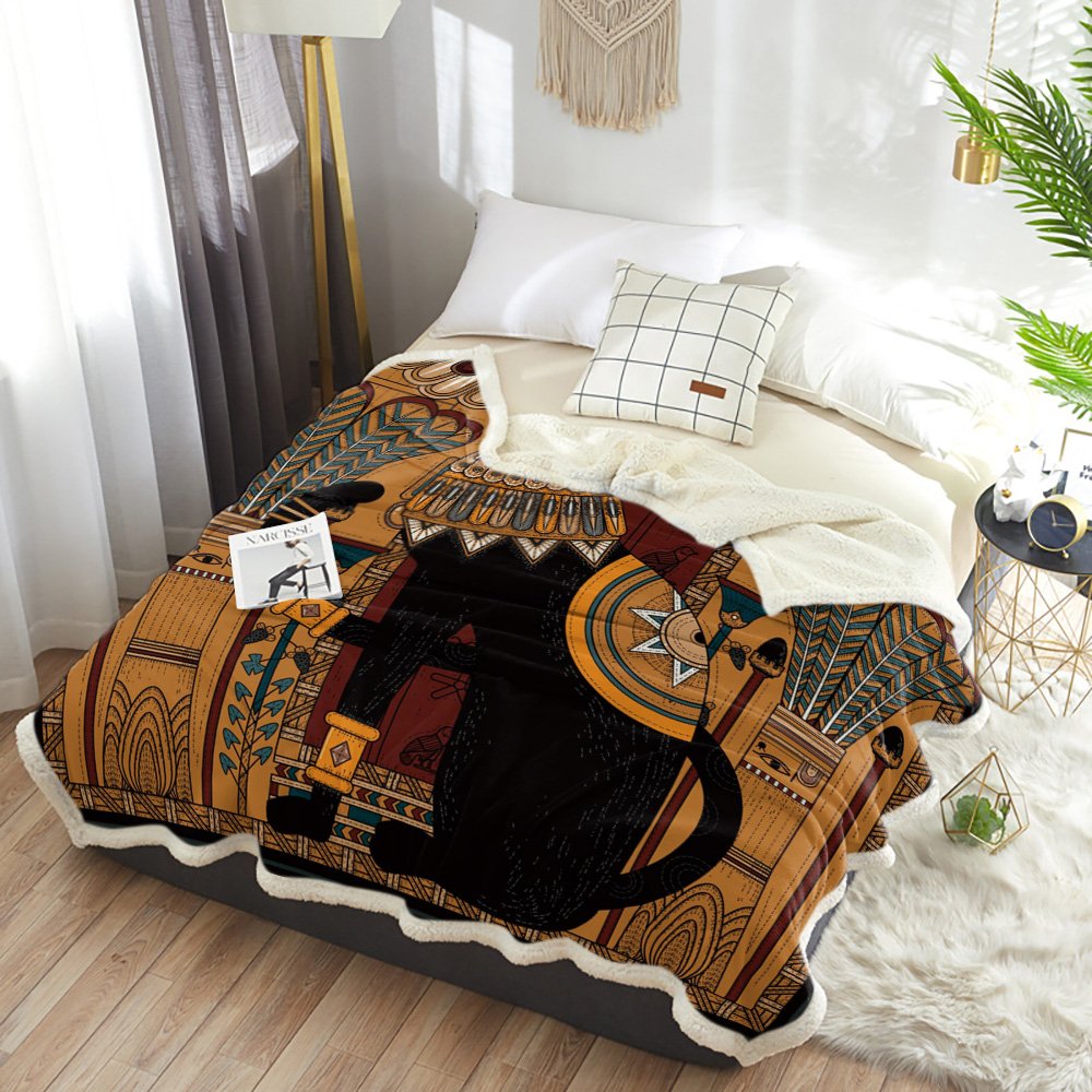 eskimo blanket Vintage Egyptian holy beast animal cat blanket