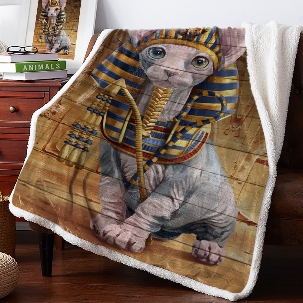 eskimo blanket Vintage Egyptian holy beast animal cat blanket