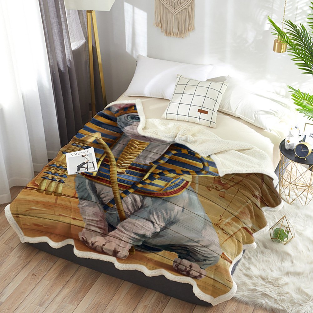eskimo blanket Vintage Egyptian holy beast animal cat blanket