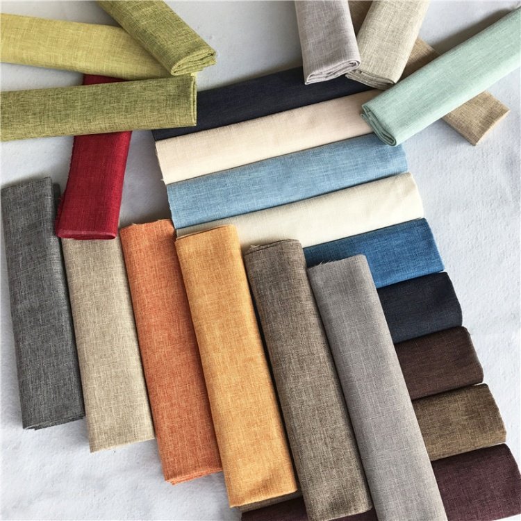Stock 24 Colors High Quality 260gsm Upholstery Sofa Cotton Polyester Linen Fabric