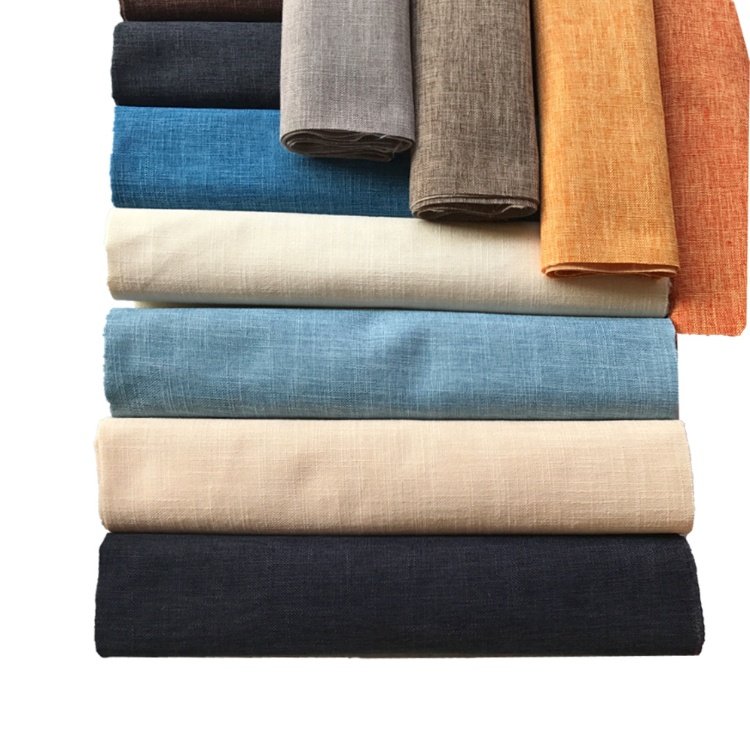 Stock 24 Colors High Quality 260gsm Upholstery Sofa Cotton Polyester Linen Fabric