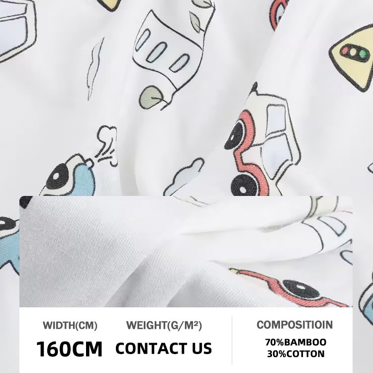 Hot Selling Custom Prints Bamboo Knit Jersey Anti-bacteria Bamboo Cotton Fabric Manufacturer Bamboo Viscose Fabric For Babies