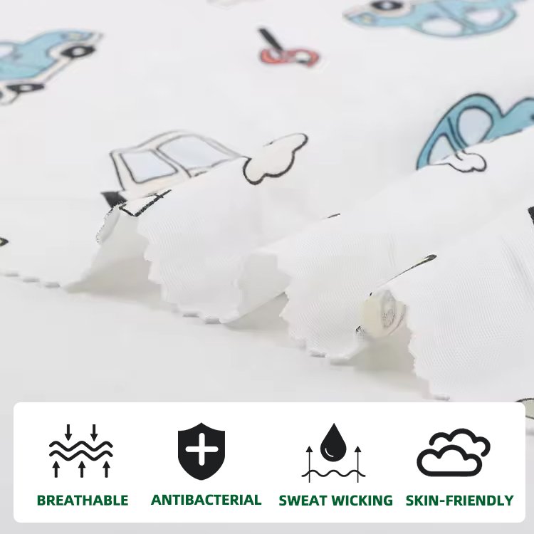 Hot Selling Custom Prints Bamboo Knit Jersey Anti-bacteria Bamboo Cotton Fabric Manufacturer Bamboo Viscose Fabric For Babies