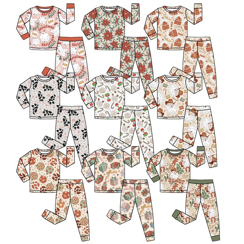 Hot selling Holiday Bamboo Baby clothes 95%bamboo 5%viscose Custom Printing One piece Christmas folded sleeper Baby long zippy