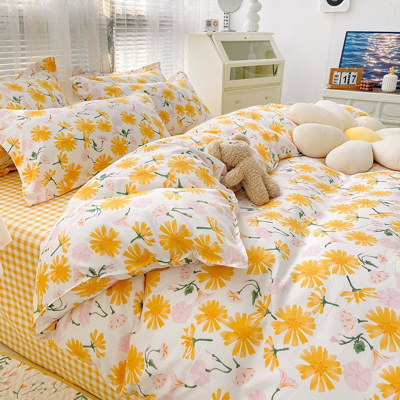 Luxury Bed Duvet Sets Linen Set Cover Polyester Fabric New Spring Design 4 Pcs Modern Custom Printed Bed Sheets Knitted