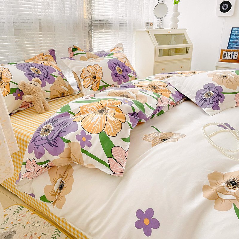 Luxury Bed Duvet Sets Linen Set Cover Polyester Fabric New Spring Design 4 Pcs Modern Custom Printed Bed Sheets Knitted