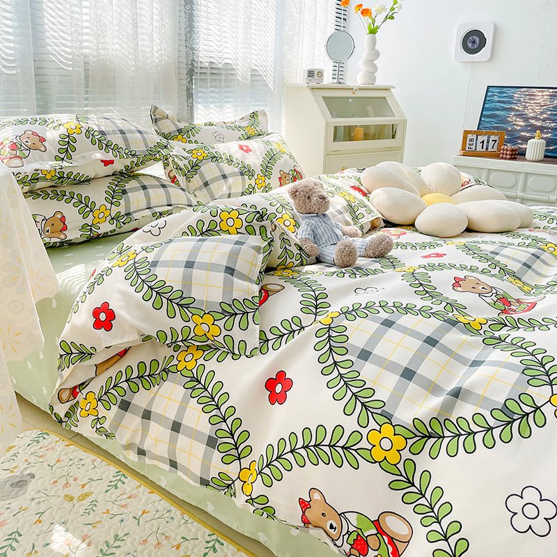 Luxury Bed Duvet Sets Linen Set Cover Polyester Fabric New Spring Design 4 Pcs Modern Custom Printed Bed Sheets Knitted
