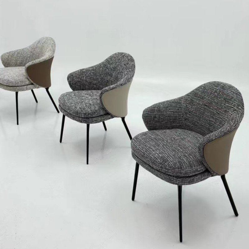 Modern Italian Design Home Dining Room Home Furniture Restaurant Stainless Leg Cotton Linen Fabric Dining Chair