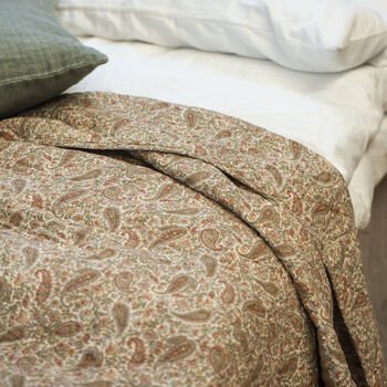 printed 100%linen fabric ditsy floral quilts 550gsm with linen quilt bag