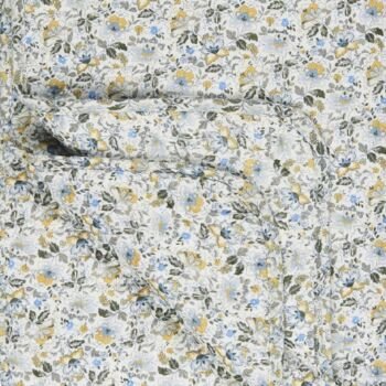 printed 100%linen fabric ditsy floral quilts 550gsm with linen quilt bag