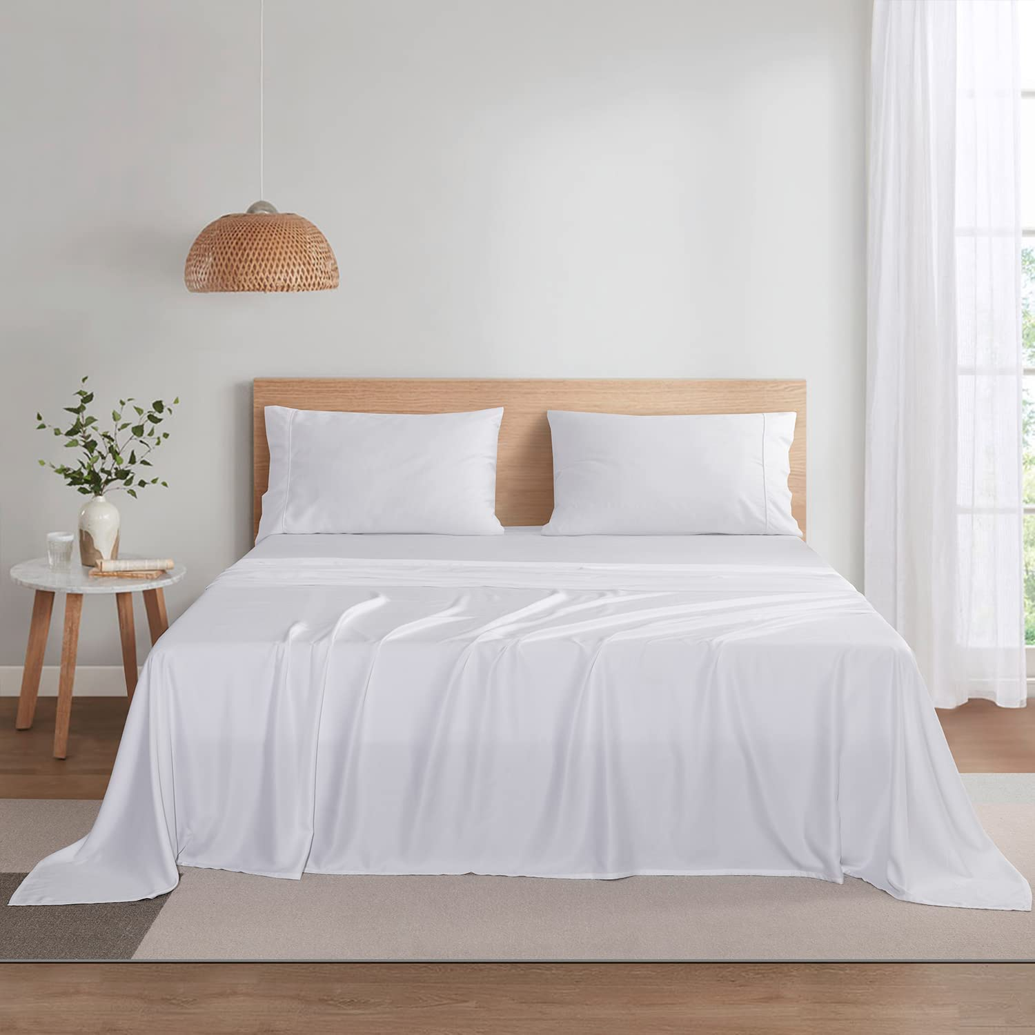 Breathable Bamboo Bed Sheet for Hotel Comfortable Sleeping Sensory Fitted Bedding Sheets