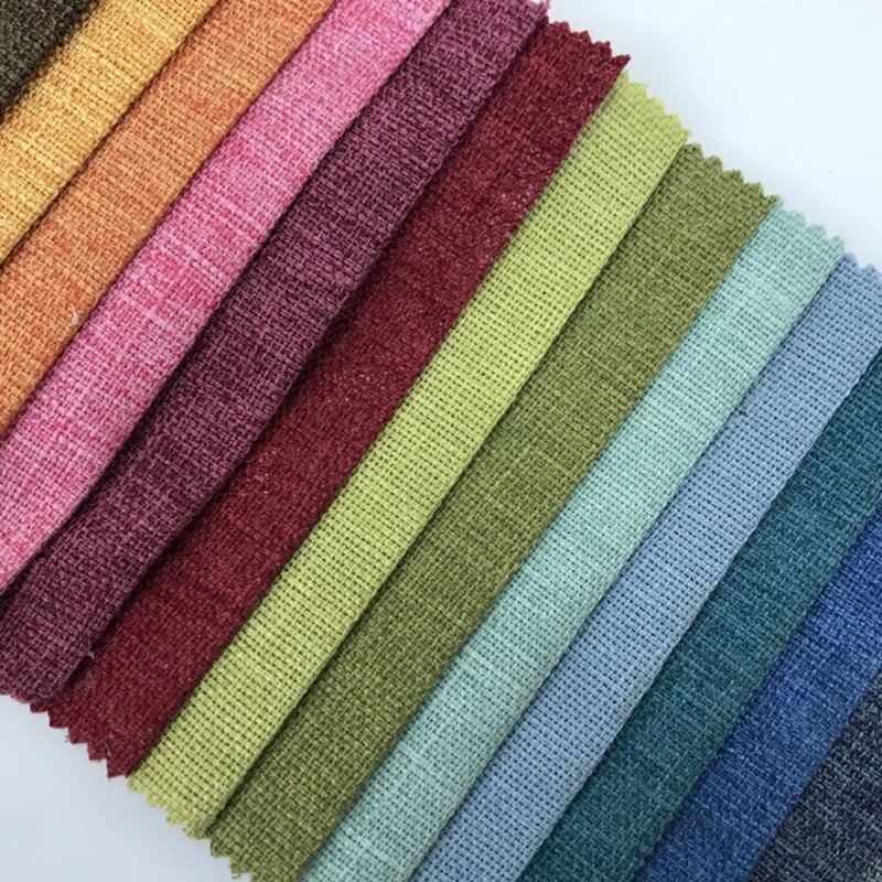 Custom upholstery polyester linen looks curtain fabric soft flax linen sofa fabric textile