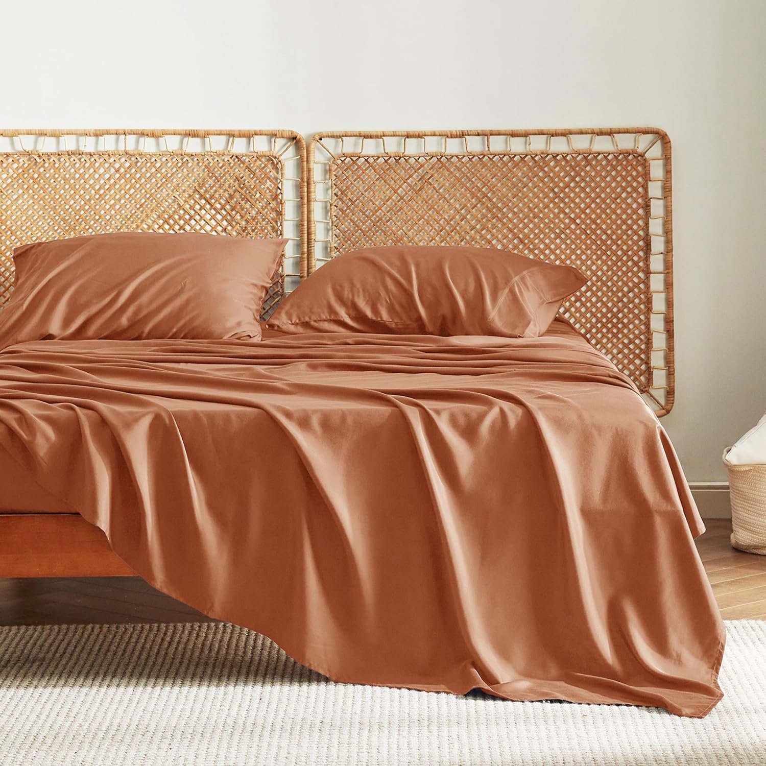 Wholesale Luxury queen size 4 piece bedding sheet set - breathable 100% bamboo fiber fabric bedding