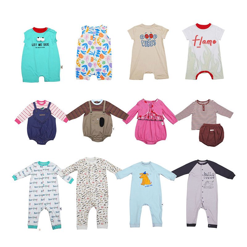 SEEJOYOU High Quality Infant Boys Jumpsuit Pajamas Spring Autumn Short Sleeve Pullover Romper Bamboo Fabric Baby Girls' Clothing