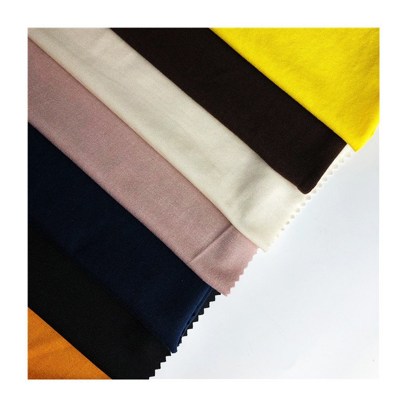 High quality Eco-friendly breathable knitted fabric 220gsm 94%bamboo 6%spamdex solid color jersey fabric for T-shirt