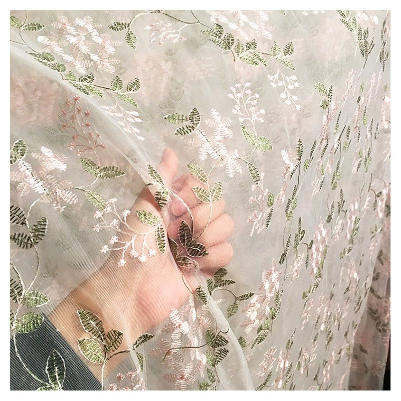 Yaqixin New Green Embroidered Mesh High Quality Fashion Dress Skirt Embroidered Cloth Wedding Lace Fabric