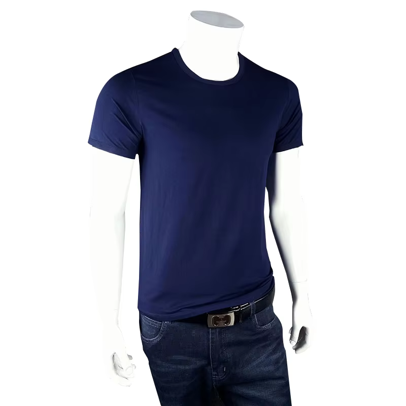160 Grams 100% Bamboo Fiber O-neck Short Sleeves Blank Casual Knitted T-shirt Customized Size Men's T-shirt