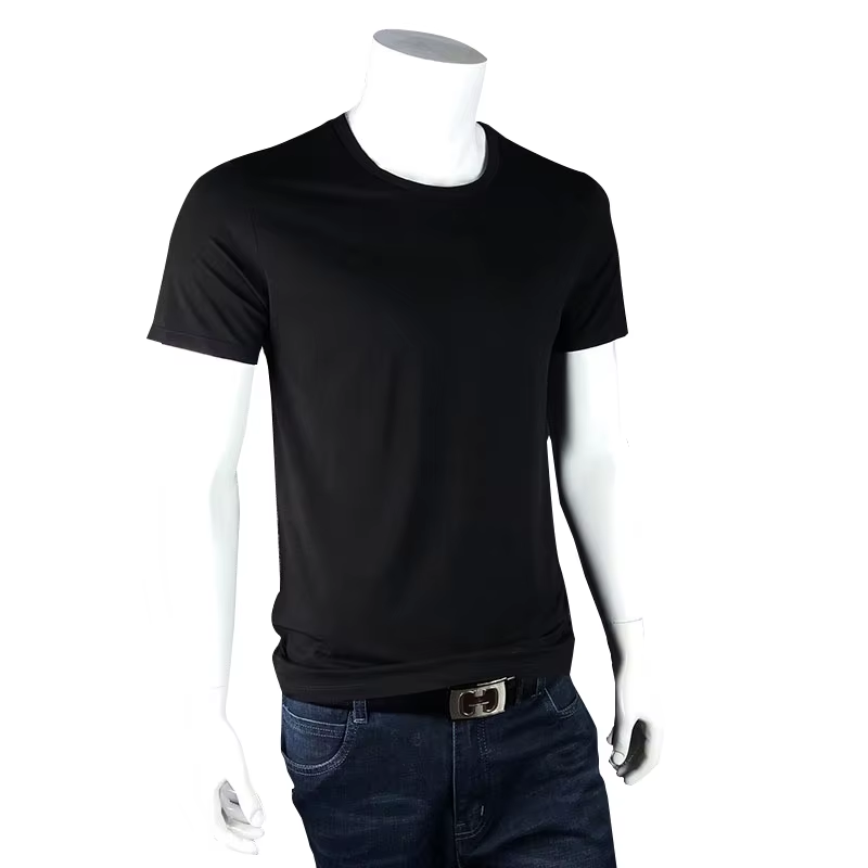 160 Grams 100% Bamboo Fiber O-neck Short Sleeves Blank Casual Knitted T-shirt Customized Size Men's T-shirt