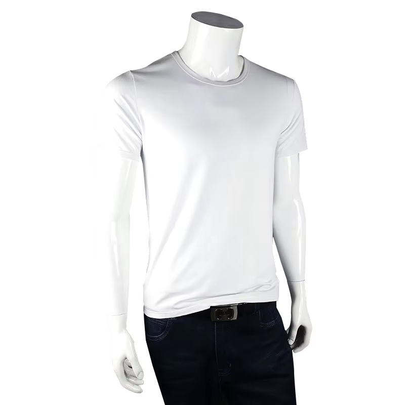 160 Grams 100% Bamboo Fiber O-neck Short Sleeves Blank Casual Knitted T-shirt Customized Size Men's T-shirt
