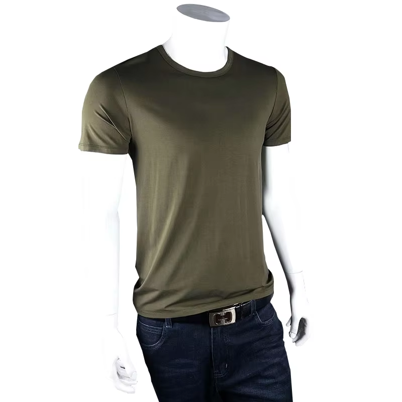 160 Grams 100% Bamboo Fiber O-neck Short Sleeves Blank Casual Knitted T-shirt Customized Size Men's T-shirt