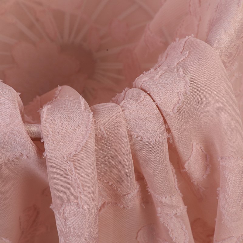100% polyester Floral jacquard chiffon fabric beautiful design for lady's dress fabric