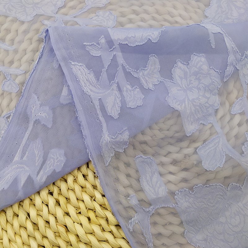 100% polyester Floral jacquard chiffon fabric beautiful design for lady's dress fabric