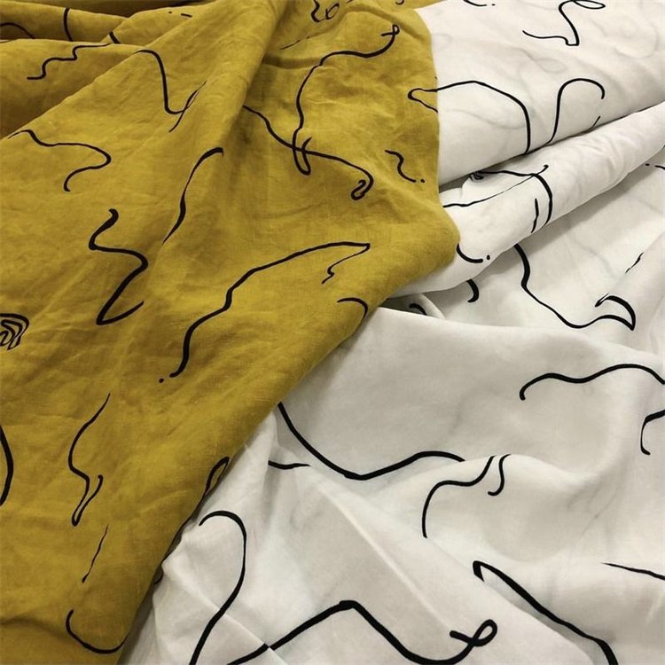 Wholesale Pure 100% Linen Fabric for Dress Shirt Linen Poplin Fabric Woven Plain Screen Printed Linen Sofa Fabric For Clothing