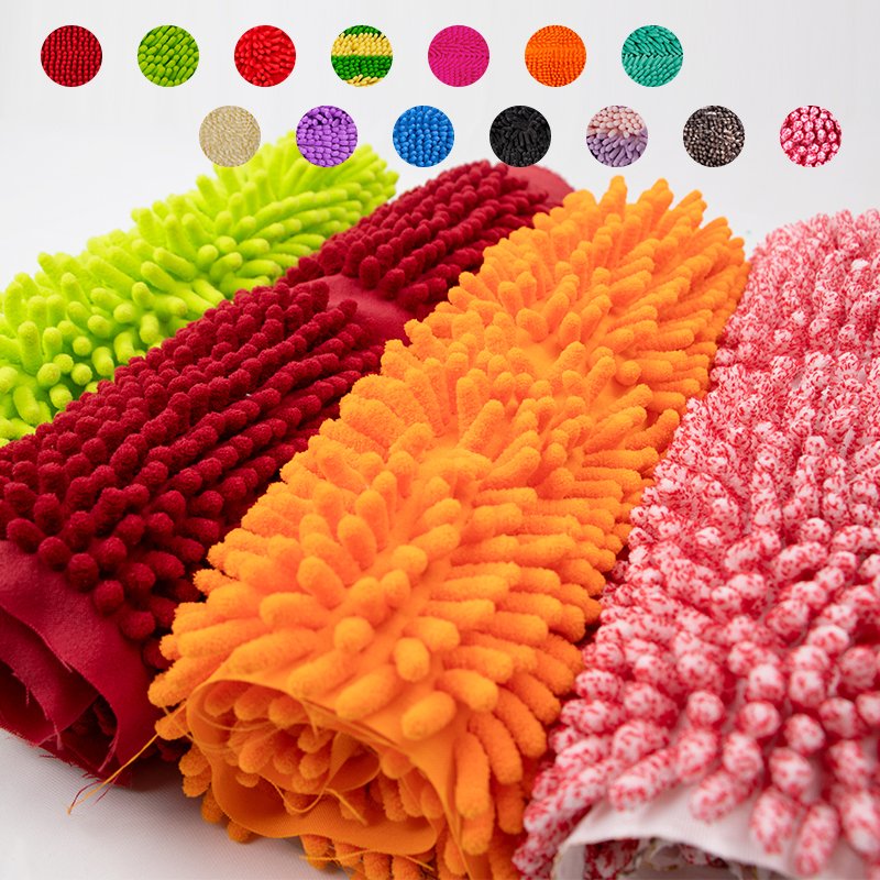 Lumo Factory Customized Microfiber Shaggy Chenille Fabric 100% Polyester Chenille Fabric Roll Chenille Microfiber Mop Pad Cloth