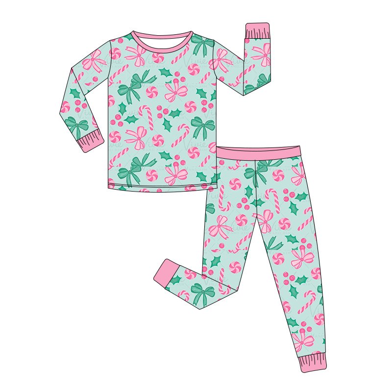 Newest bamboo custom Christmas print zip baby romper baby boys & girls winter baby bamboo pajamas clothing set for Christmas