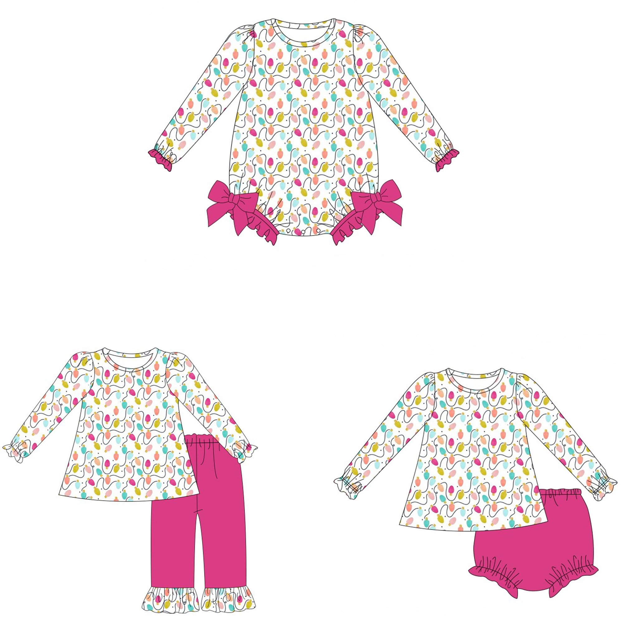 Newest bamboo custom Christmas print zip baby romper baby boys & girls winter baby bamboo pajamas clothing set for Christmas