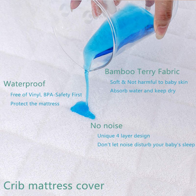 OEKO Hypoallergenic Bamboo Terry Quilted Baby Mattress Bed Cover Washable Crib Waterproof Bamboo Mattress Protector