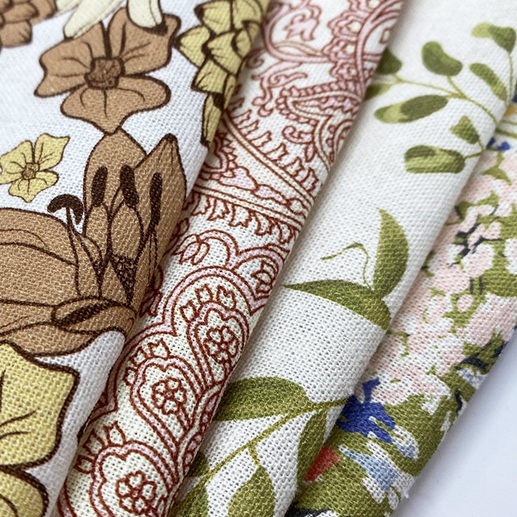 100% Organic Natural custom digital print linen fabric printed linen fabric by meters 160GSM for shirt