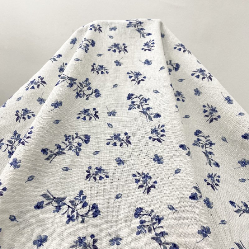 100% Organic Natural custom digital print linen fabric printed linen fabric by meters 160GSM for shirt