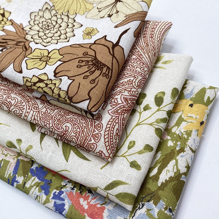 100% Organic Natural custom digital print linen fabric printed linen fabric by meters 160GSM for shirt