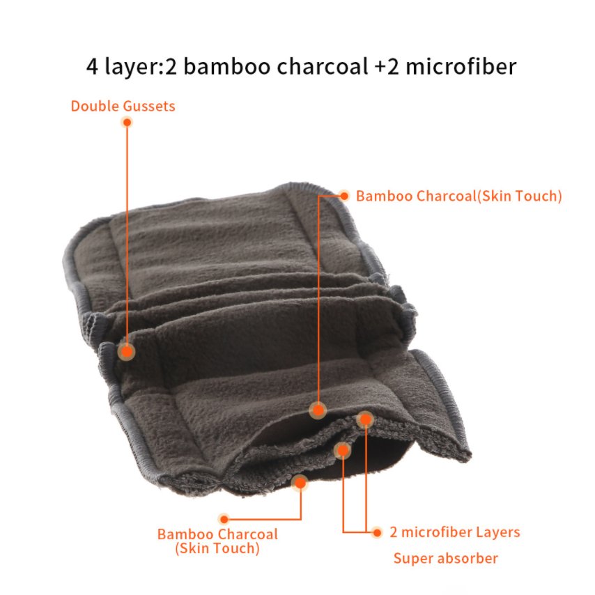 Bamboo charcoal fleece fabric for cloth diaper insert