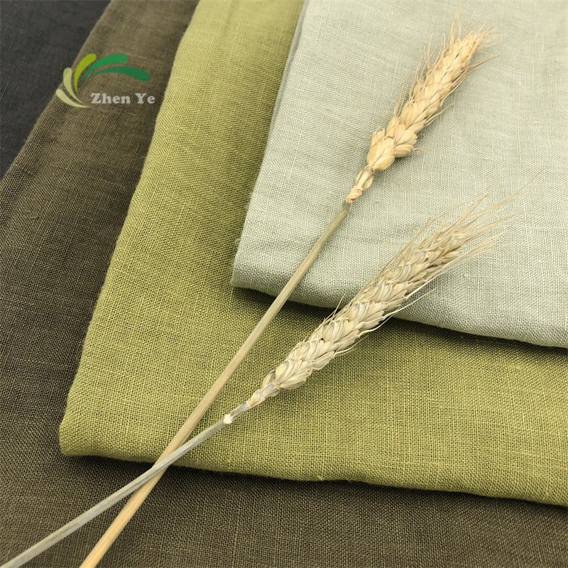 Stock french linen wholesale man shirt suit dress coat cloth pillowcase textile eco-friendly plain washes pure linen fabric
