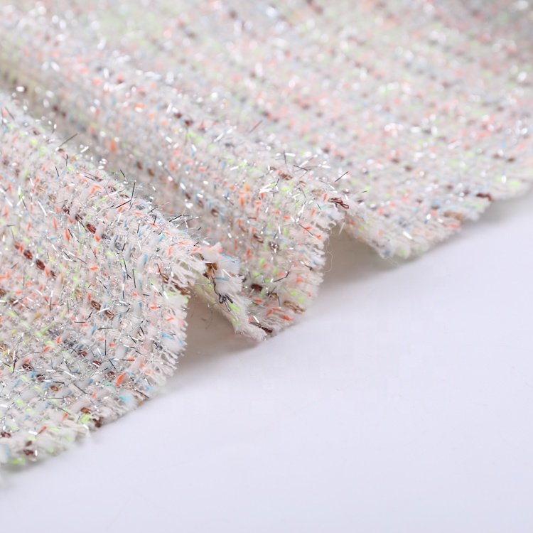 Yarn Dyed 71.6% Polyester 14.3% Rayon 14.1% Cotton Polyester Shiny Plaid Fancy Tweed Fabric