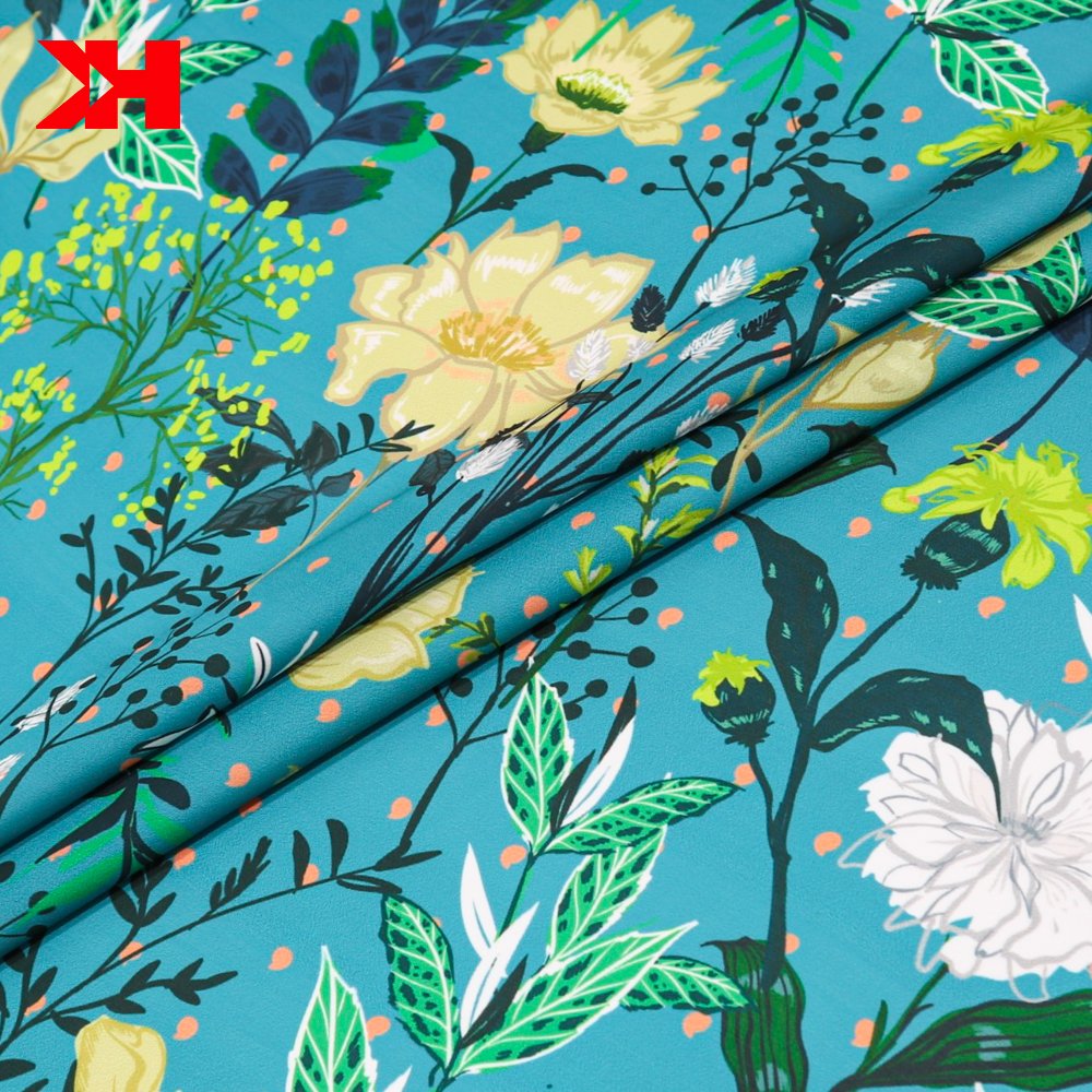 Custom printed smooth silk satin fabric digital printing 100% polyester fabric textile material for dress shirt