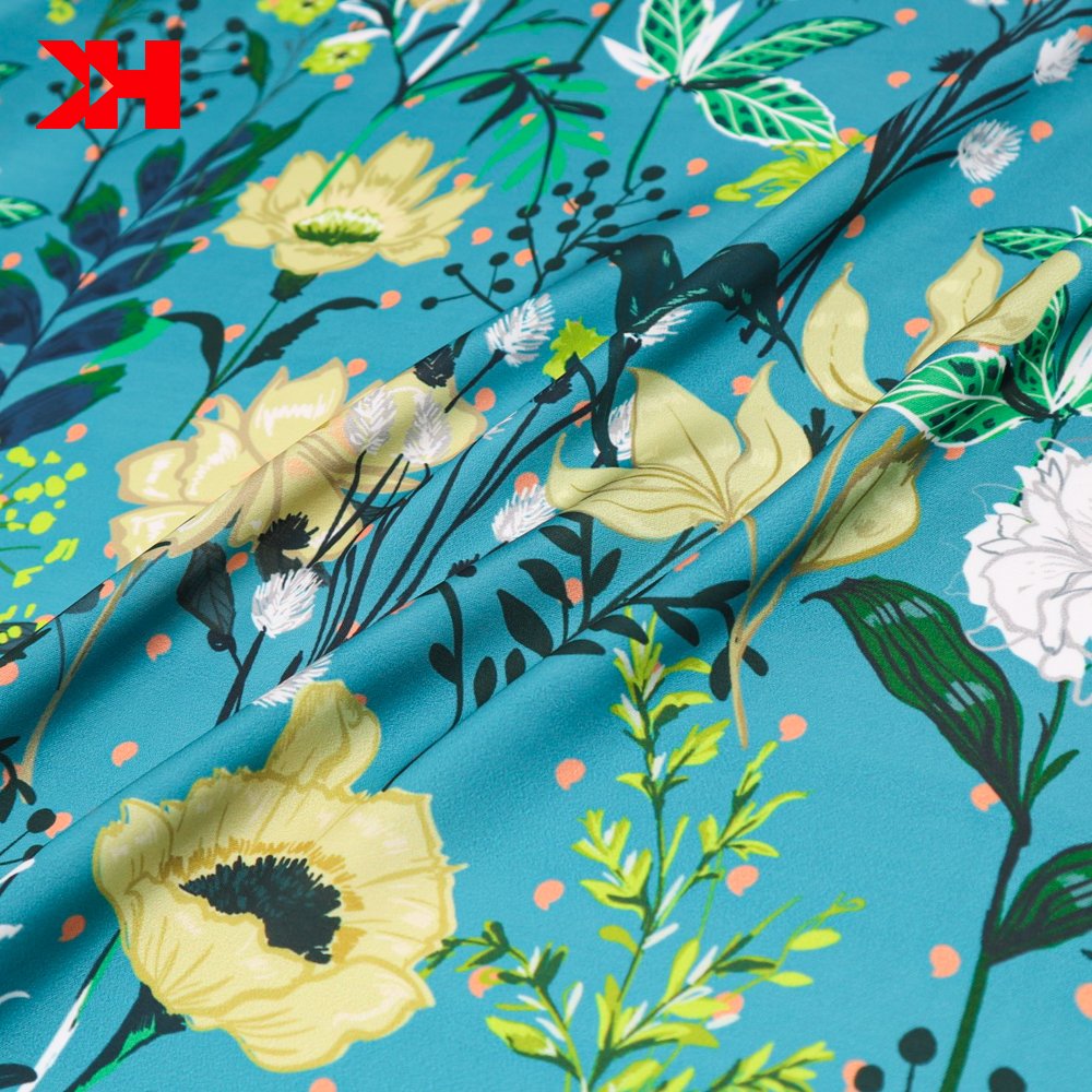Custom printed smooth silk satin fabric digital printing 100% polyester fabric textile material for dress shirt