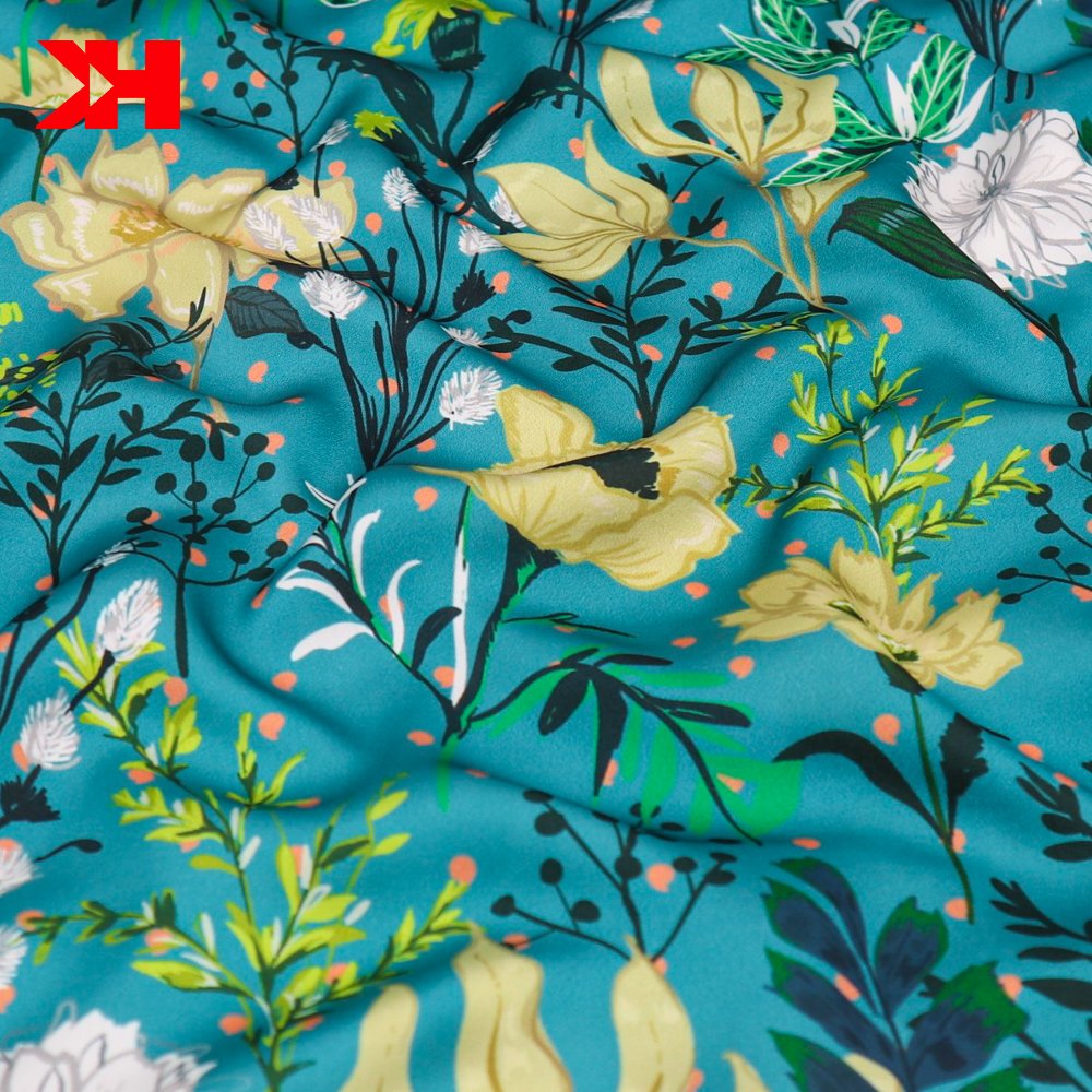 Custom printed smooth silk satin fabric digital printing 100% polyester fabric textile material for dress shirt