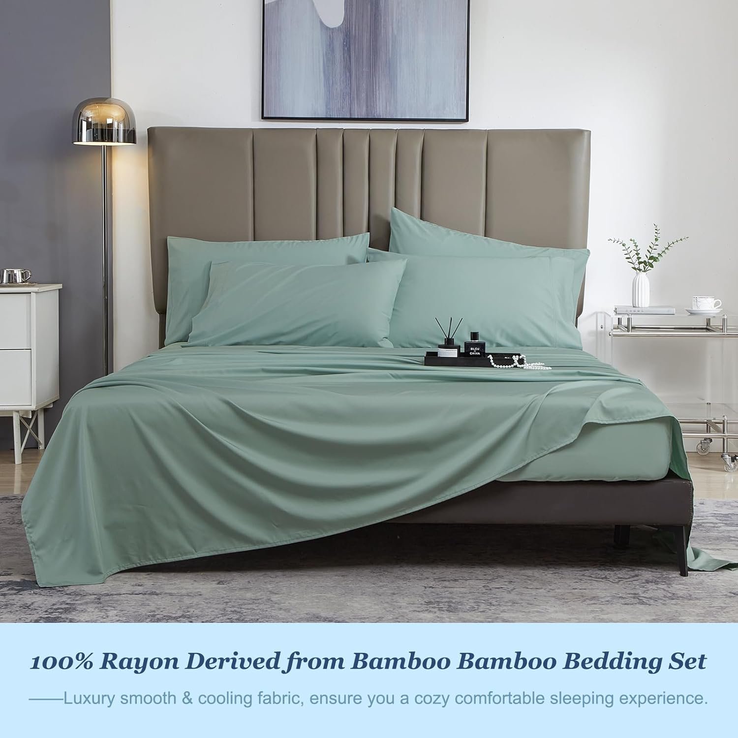 100% Rayon Derived from Organic Bamboo Cooling for Hot Sleepers bamboo bed sheets Soft bamboo bedding set